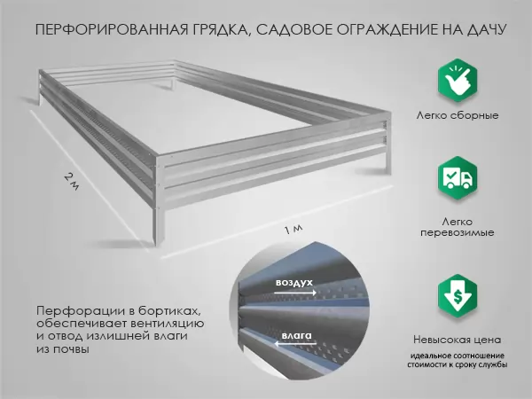 Комплект из 2 грядок для теплицы,длина 10 м